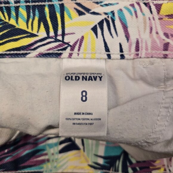 Old Navy Women's The Diva Tropical Palm Print Cut Off Shorts Multicolor y2k 8 - Picture 7 of 11